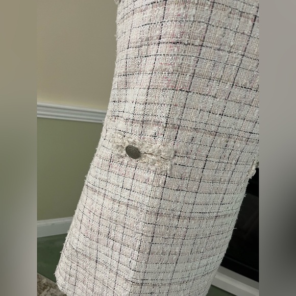 SHE LIMITED Tweed Cream Patterned  Sleeveless Textured Dress Size M NWOT - Picture 5 of 11